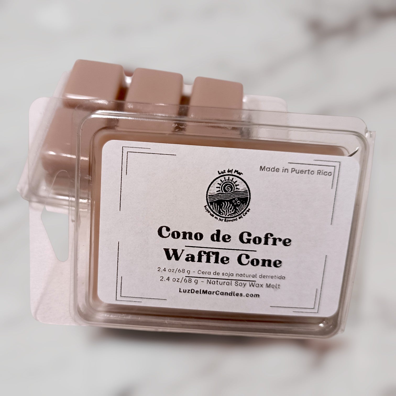 Waffle Cone Scented Wax Melts – Hand-Poured - 6 pack - 2.4 oz net pkg wt. - Luz Del Mar