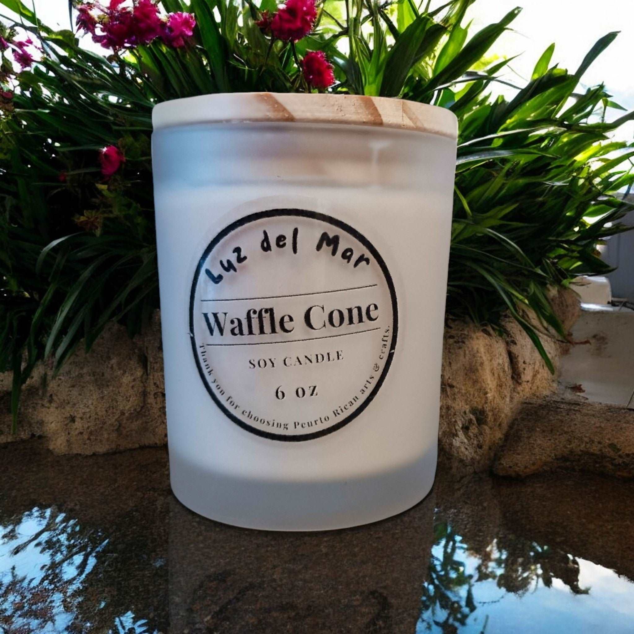 Waffle Cone Scented Soy Candle – Hand-Poured into Frosted Jar - 6 oz net wt.