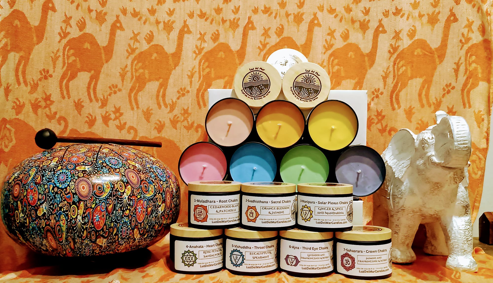 Full Set of 7 Chakra Candles (4 oz Each) - Luz Del Mar